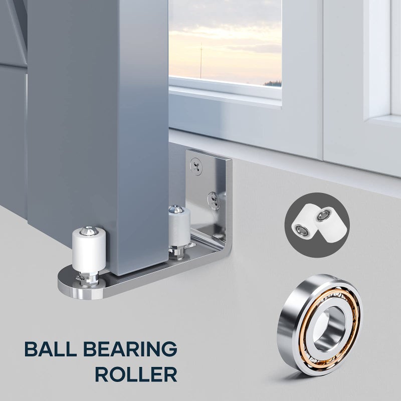 EaseLife Sliding Barn Door Bottom Floor Guide,Ball Bearings Adjustable Stay Roller,Wall Mount System,Flush Flat Bottom Design,2 Assemble Setup Options,Fit All Size Door,Brushed Chrome - Image 5